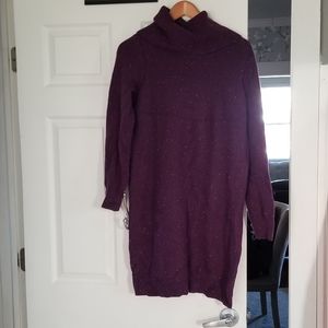 Cowl neck sweater dress